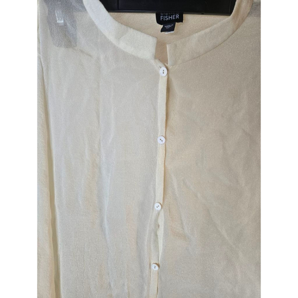 Women's Eileen Fisher Organic Linen Long Shirt Dress Ivory Medium - Picture 5 of 16